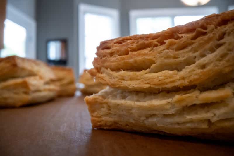 Layers of Flaky Square Biscuits