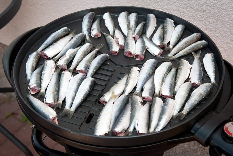 Sardines on electric grill