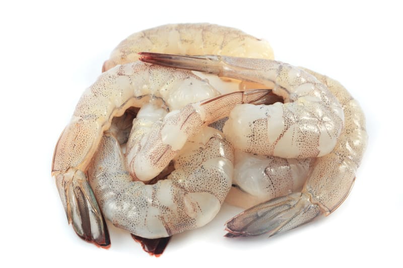 shrimp raw over white