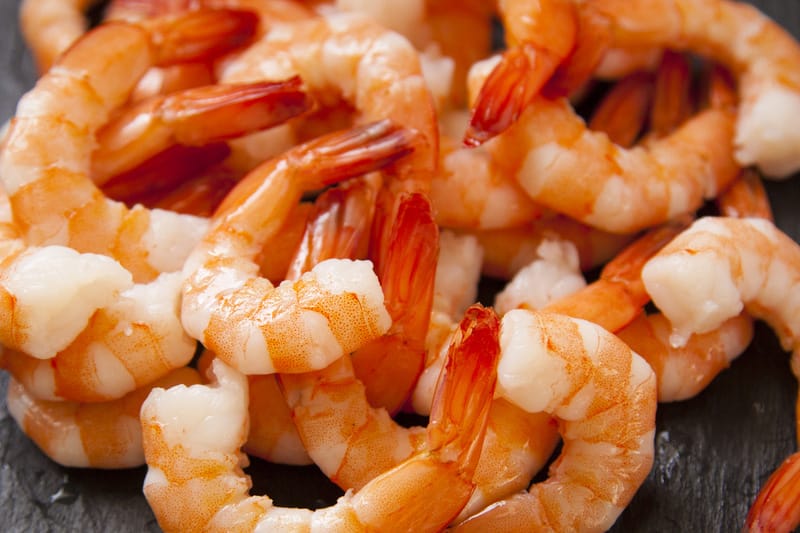 Tasty and appetizing boiled shrimp