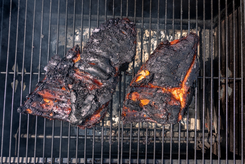 overcooked ruined black bbq ribs