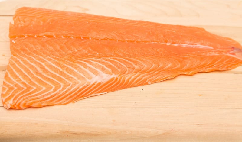 Atlantic Salmon on Cutting Board