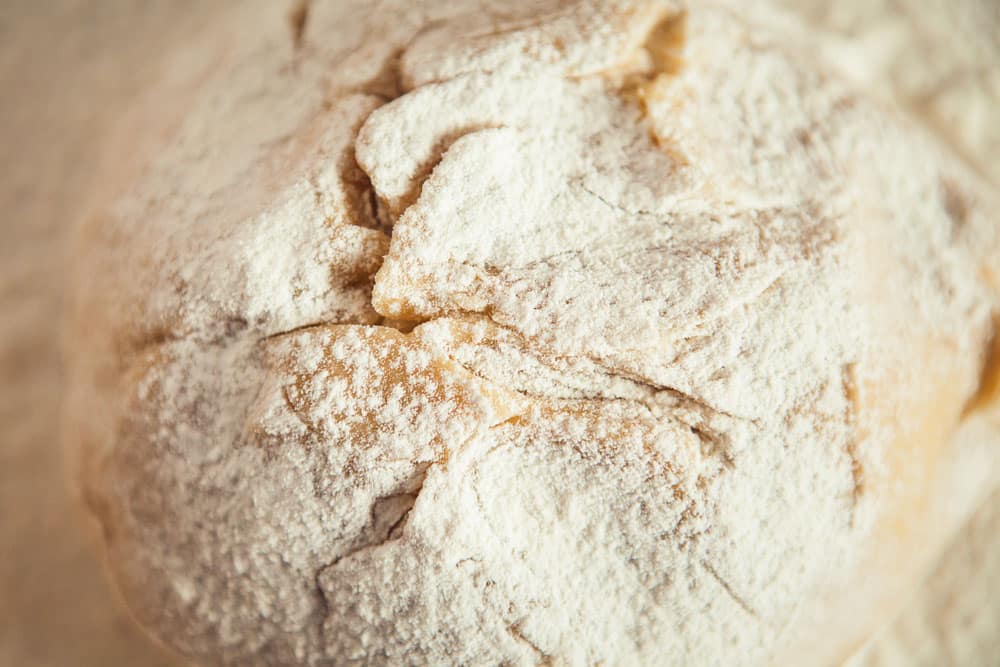 Dough with farina close up