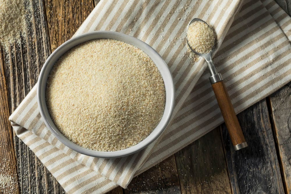 Dry Organic Ground Farina Wheat in a Bowl