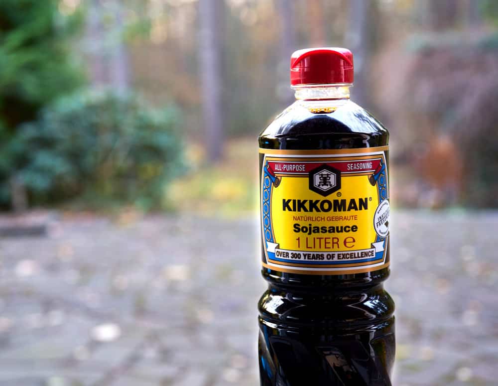 Kikkoman soy sauce in a large bottle