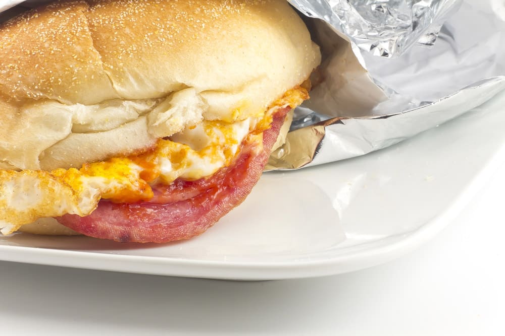 Taylor ham, pork roll, egg and cheese breakfast sandwich 