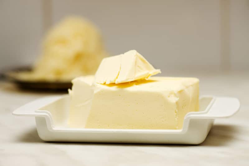 Butter on plate on kitchen table