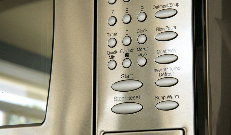 Buttons on a microwave oven