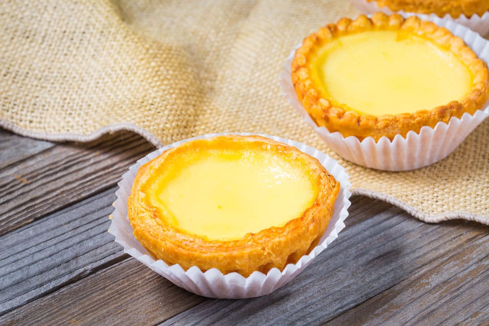 Delicious freshly baked egg tarts