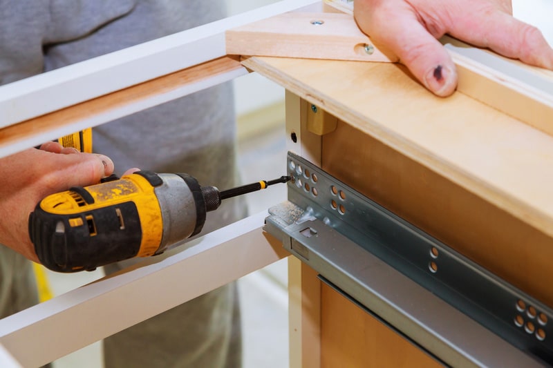 Hinge drawers assembly on kitchen cabinet door