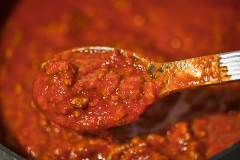 Spoon of Spaghetti Sauce