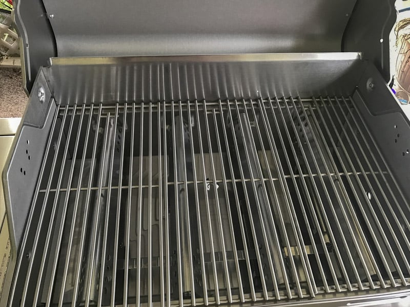 Stainless steel barbecue grill inside