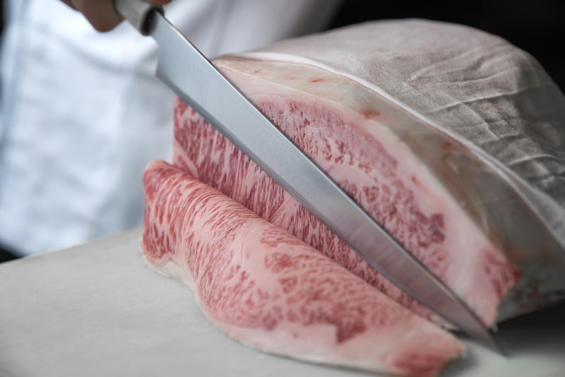A block of Japanese Wagyu beef