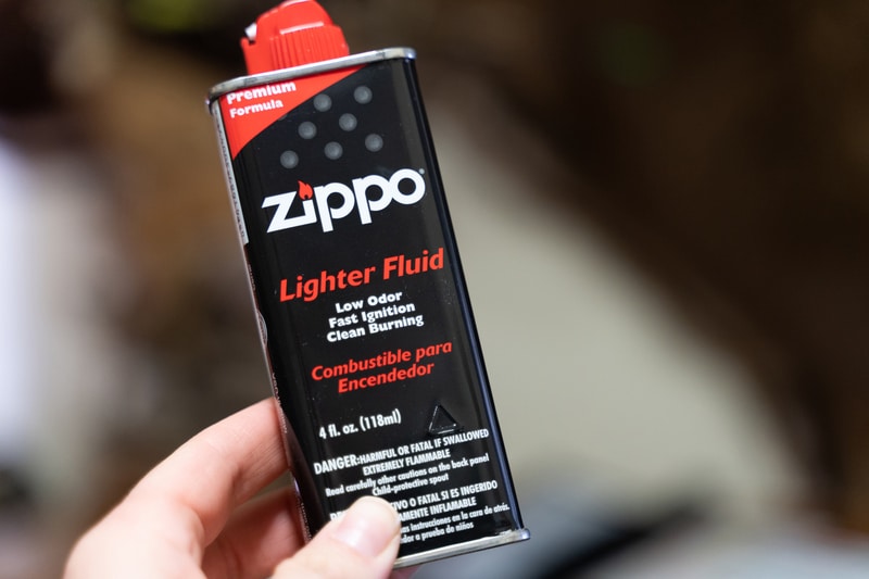 Close up of a Zippo Brand Lighter Fluid