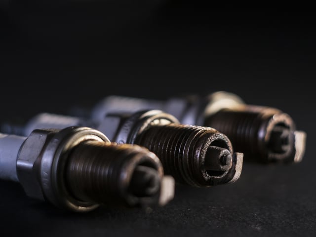 A close-up of corroded electrodes