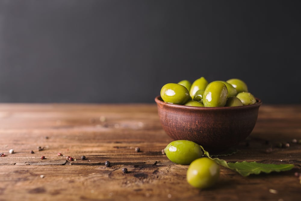 green olives with red inside