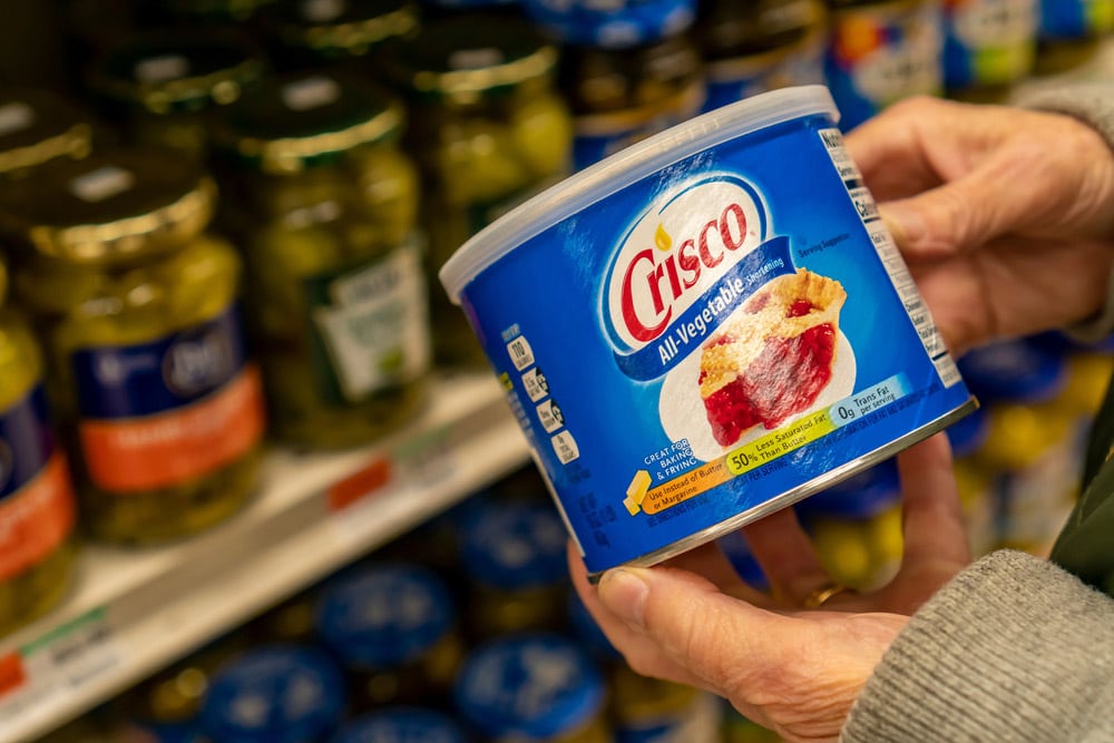 Crisco brand all-vegetable shortening in a supermarket