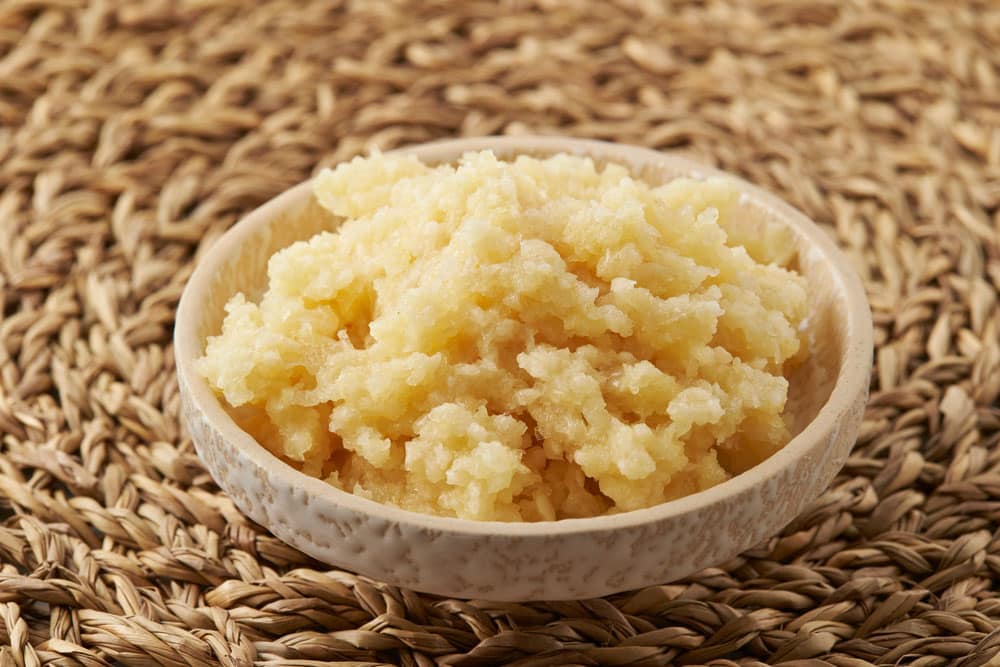 Minced garlic on a plate