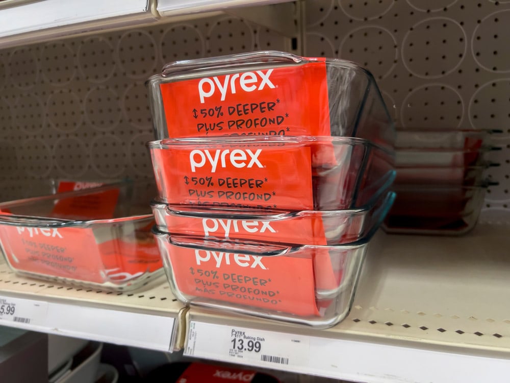 Pyrex products for sale inside a Target retail store