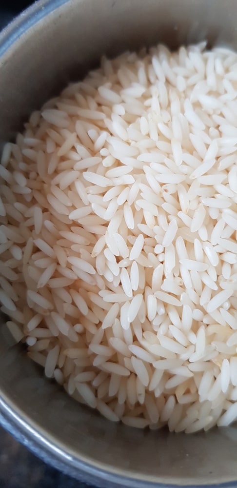 Closeup view uncooked sona masoori rice
