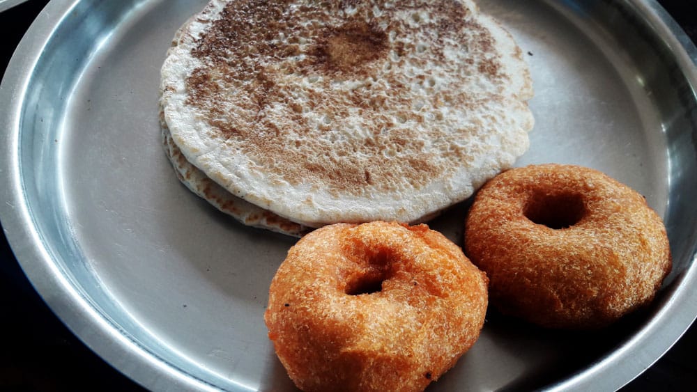 Medu vada, fritter in doughnut and Dosa