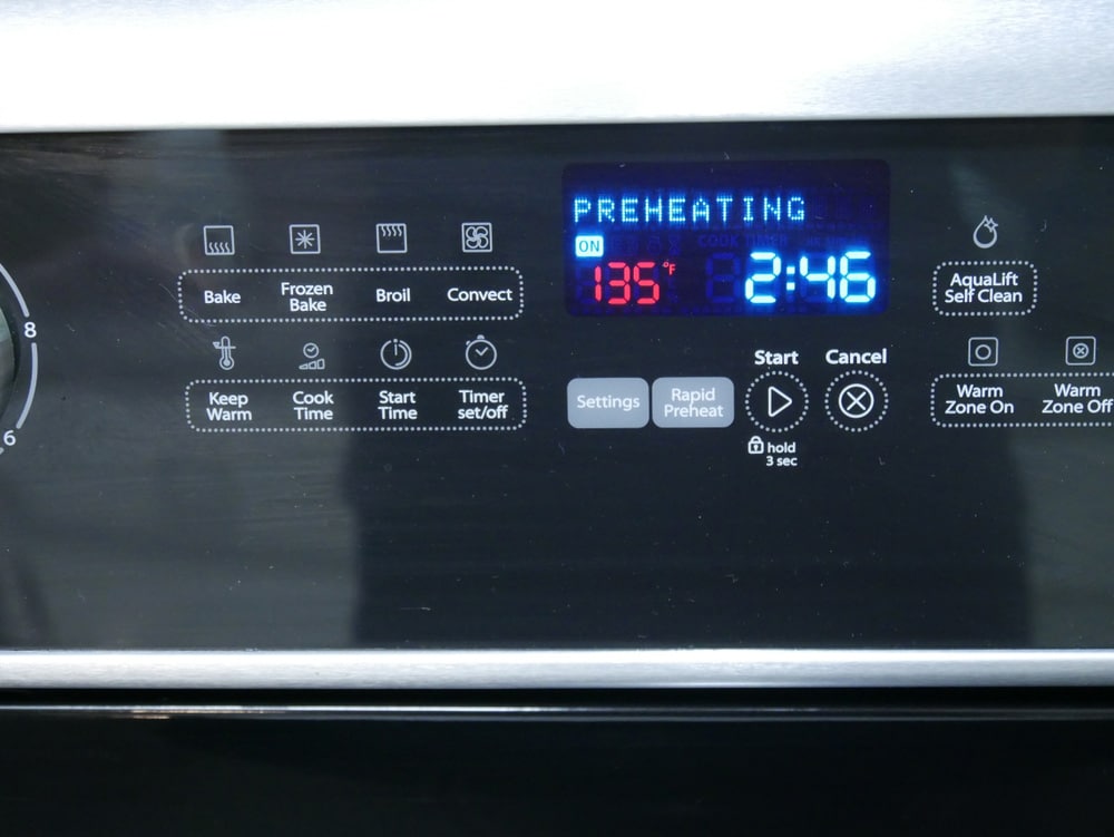 Oven Interface Preheated for Baking