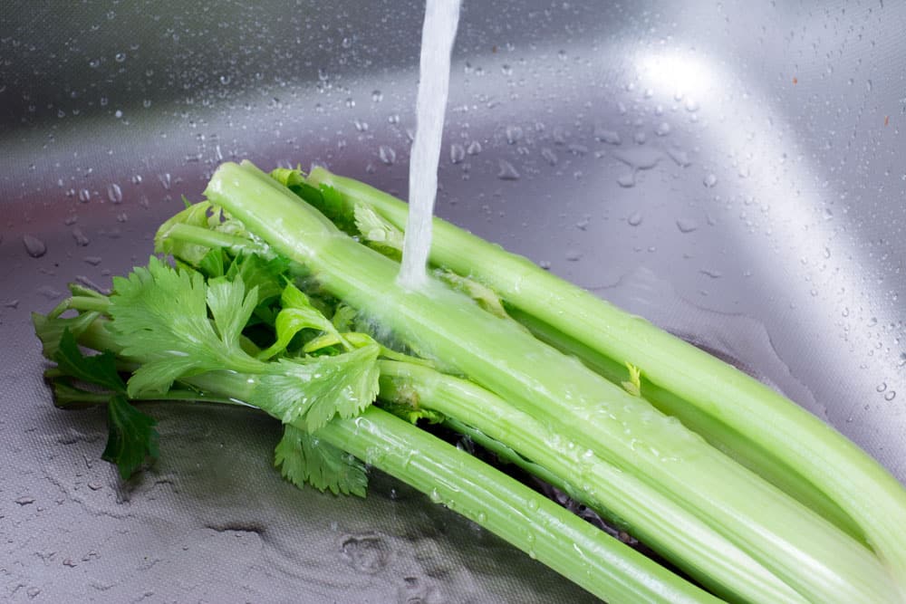 Washing Celery in the Kitchen Sink