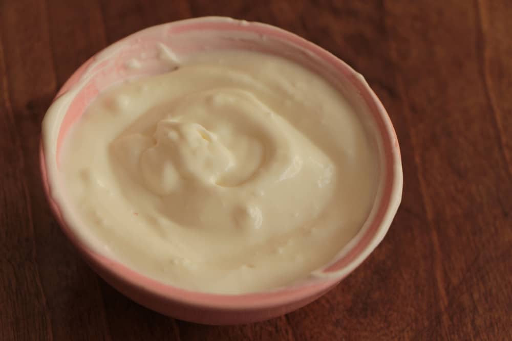 Natural homemade plain organic yogurt