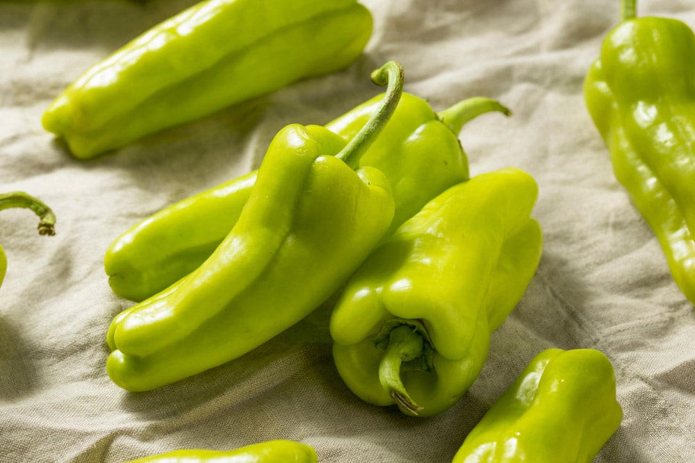 Raw Green Organic Cubanelle Peppers