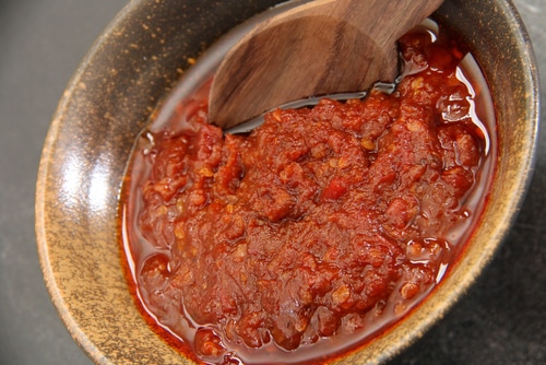 Sambal Oelek. Traditional Indonesian red chili paste