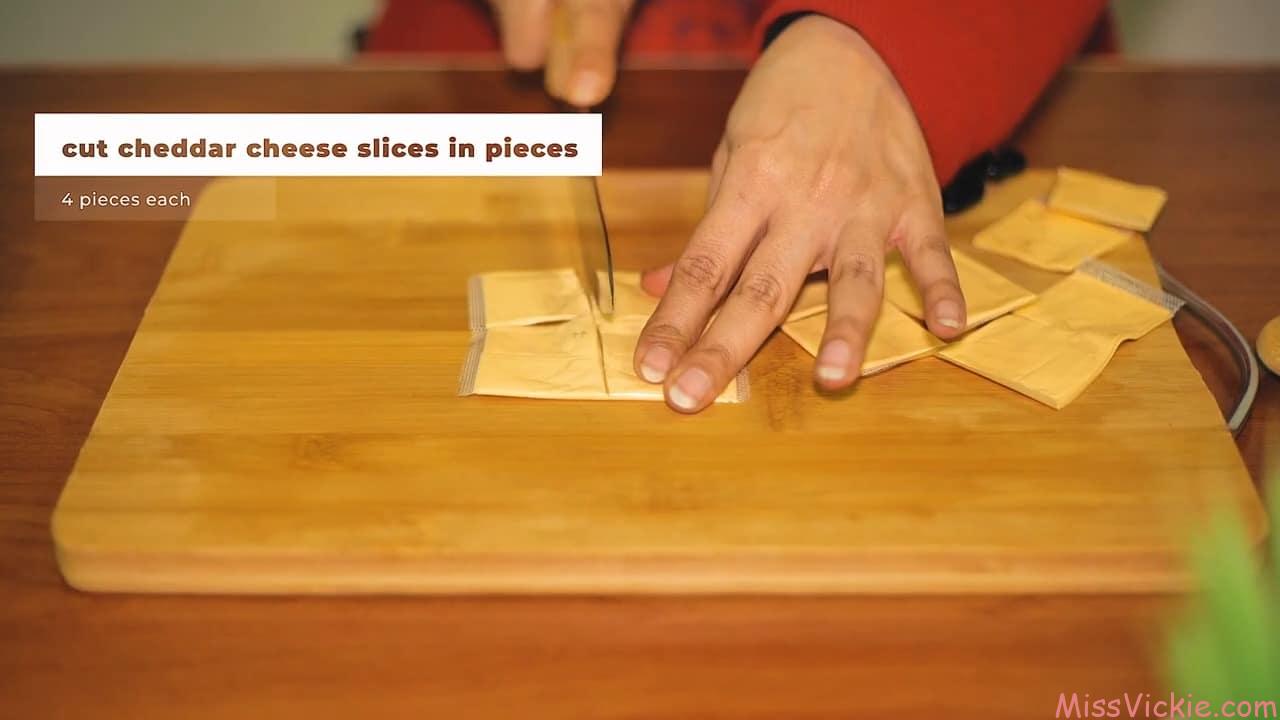 Cut Cheddar Cheese Slices In Pieces