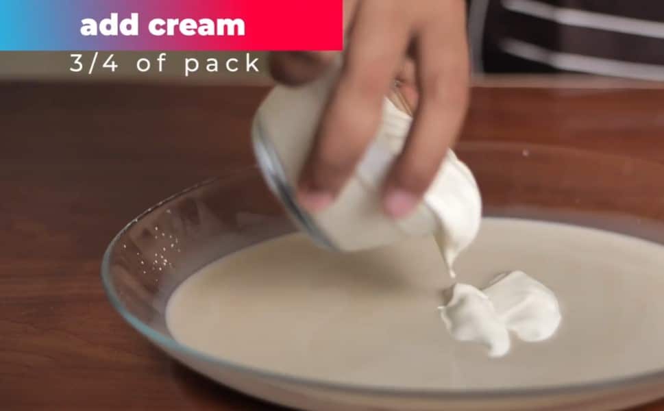 adding cream to mixture