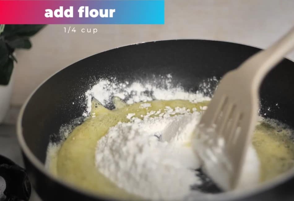 adding flour and mix