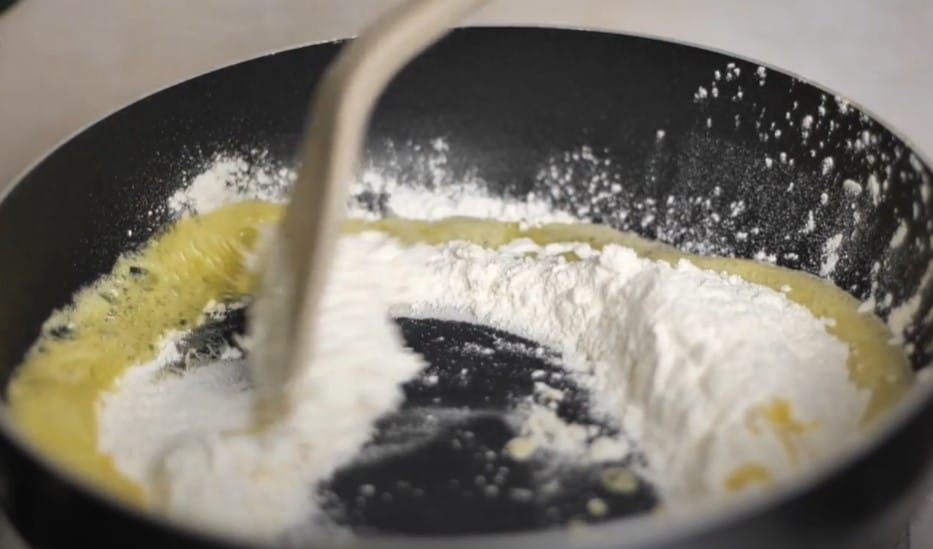 cook flour in melted butter