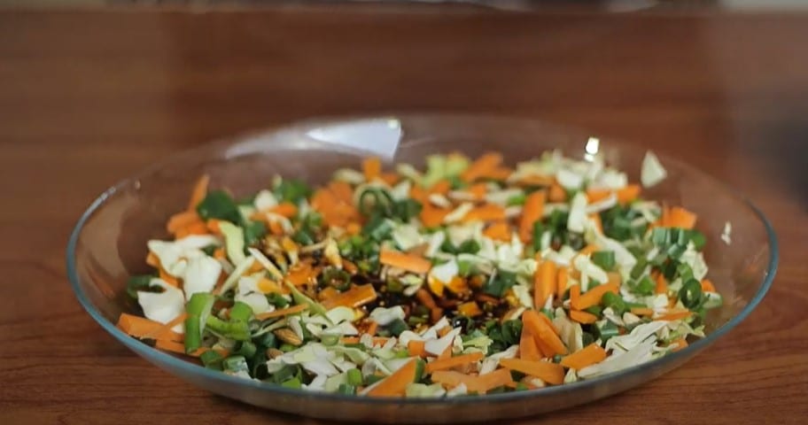 mixing vegetable with masala