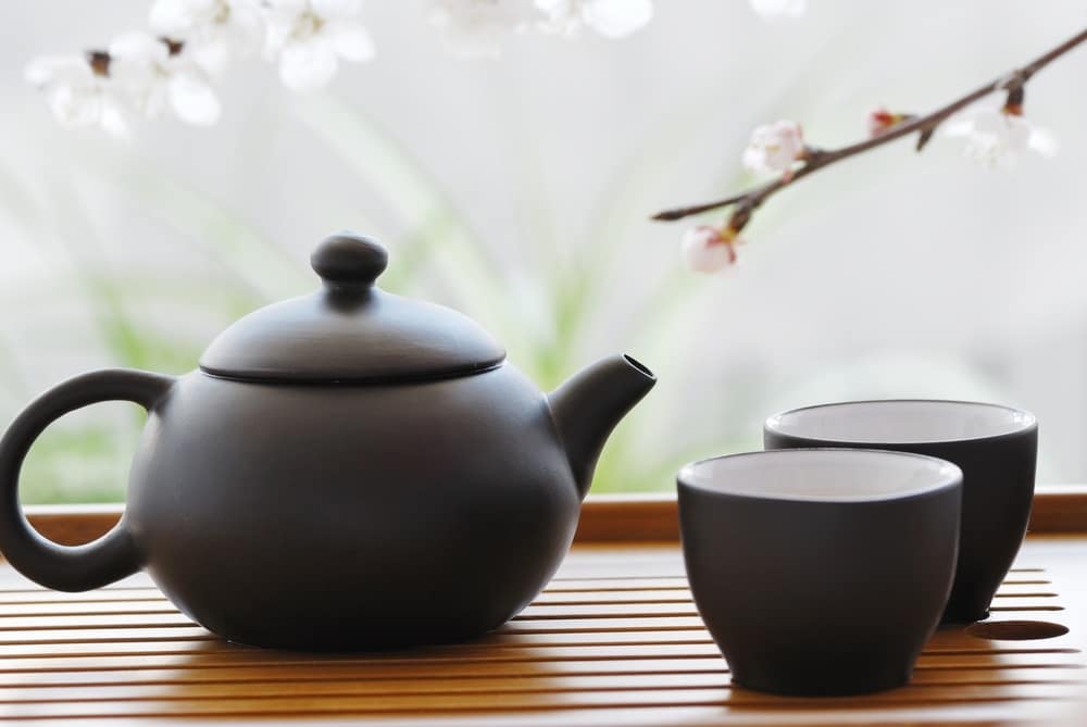 tea set made of black clay