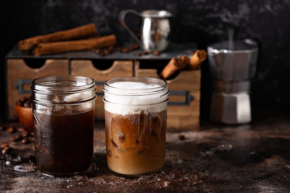 iced coffee in mason jars