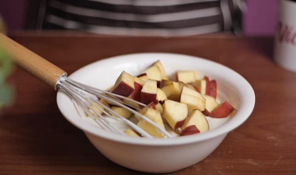 whisking and inserting fruits