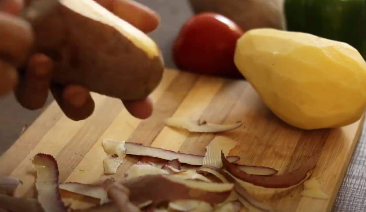 peeling potatoes