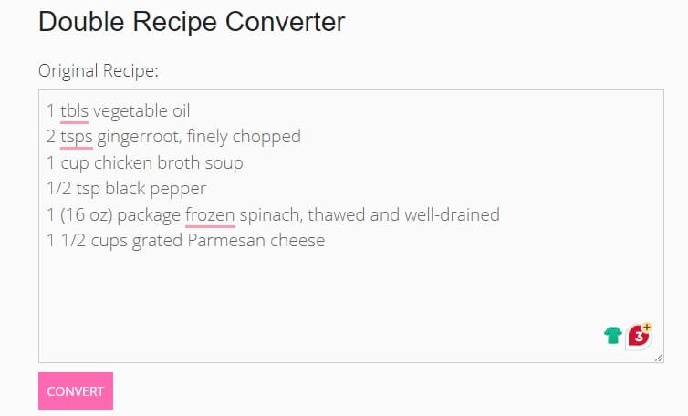 double recipe converter input original recipe