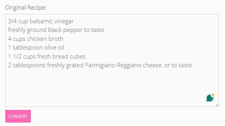 half recipe converter input original recipe