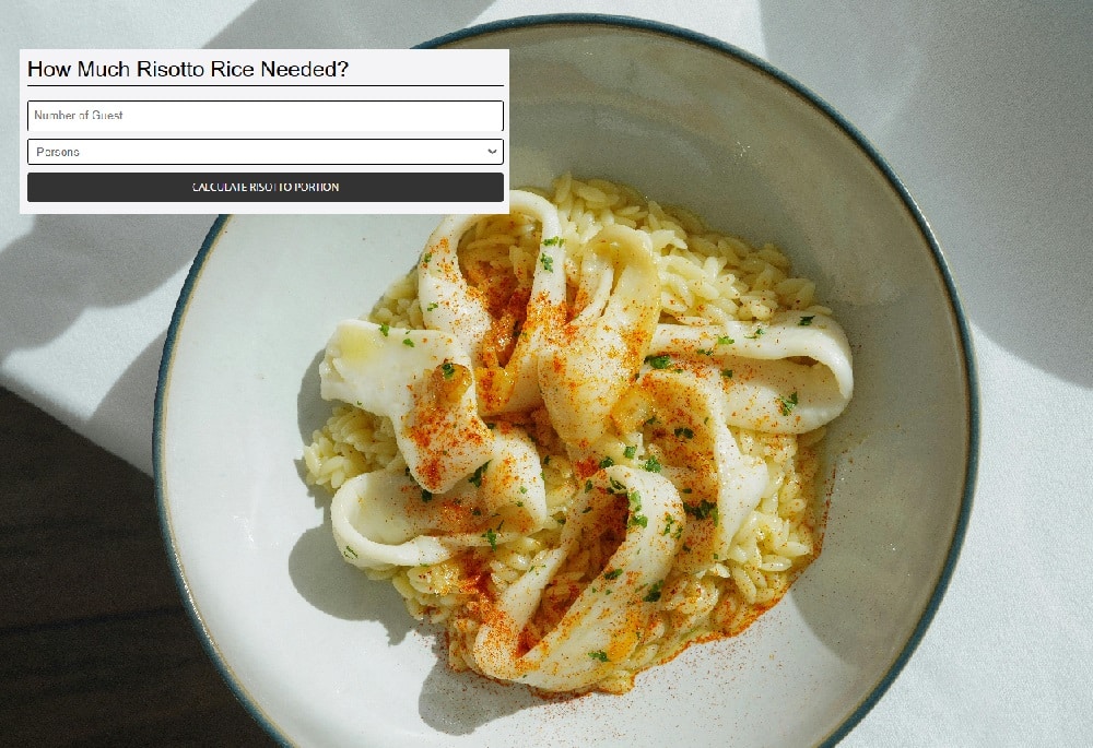 Risotto Per Person & Risotto Portion Calculator