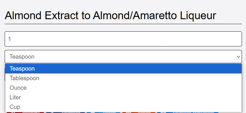 add almond extract amount and choose measurement