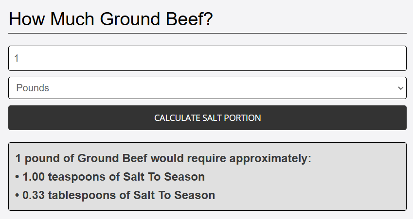 calculated salt to season ground beef