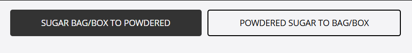 choose conversion direction powdered sugar