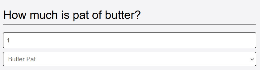 input butter amount and choose measurement