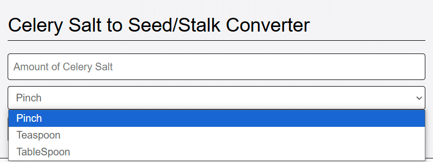 input celery and choose unit