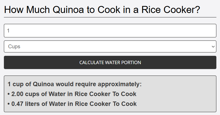 quinoa calculated