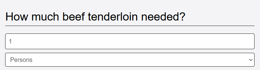 add amount of people eating beef tenderloin