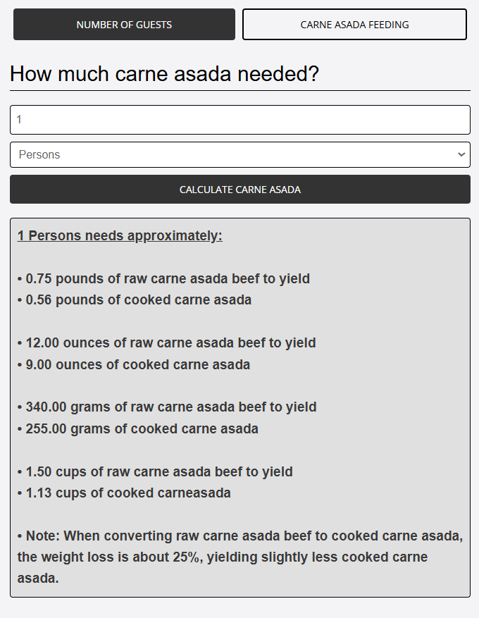 calculated carne asada